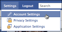 facebook settings account settings menu