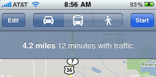 iphone driving directions estimated time