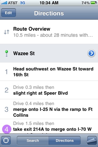 iphone driving directions turn by turn