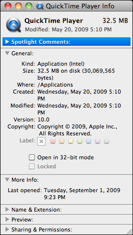 mac 64 bit get info