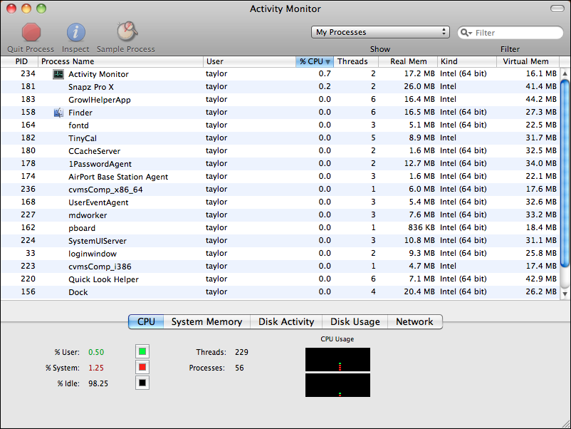 mac activity monitor 64bit