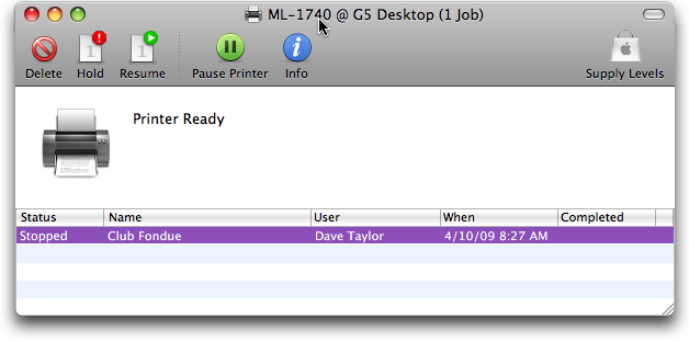 mac print job new printer
