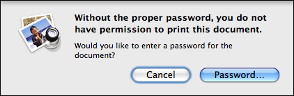 preview cannot print password