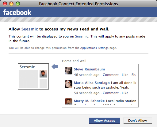 seesmic desktop facebook access news feed wall