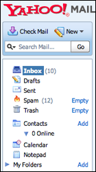 yahoo mail folder list