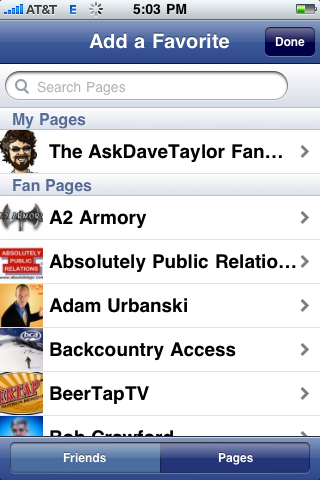 facebook iphone add favorite page