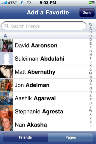 facebook iphone add favorite people