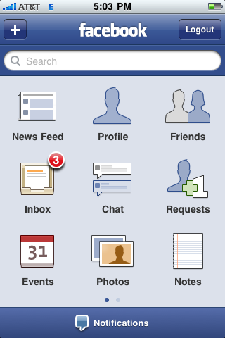 facebook iphone home screen