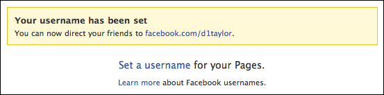 facebook username set custom url