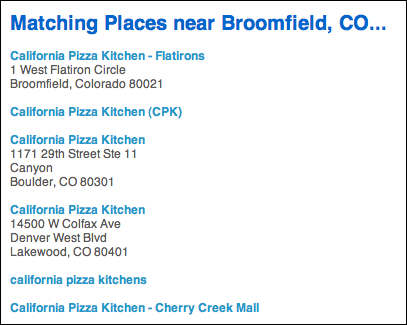 foursquare search results matching places