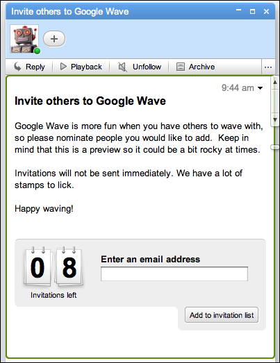 google wave send invite
