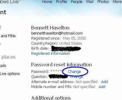 hotmail account page
