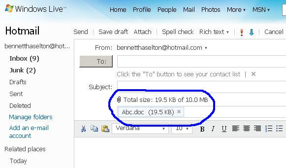 why can t i attach a file to my hotmail email