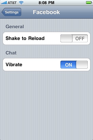 iphone facebook app settings