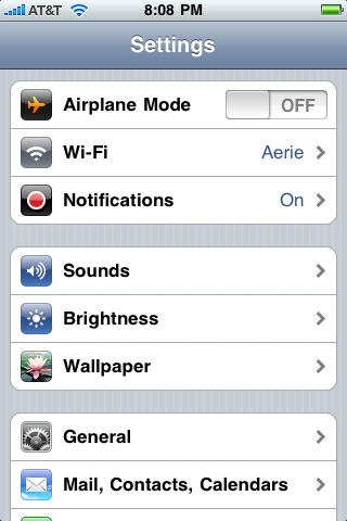 iphone settings menu