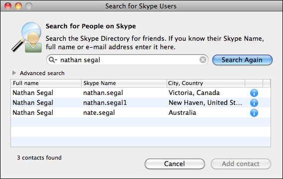 skype friend search results