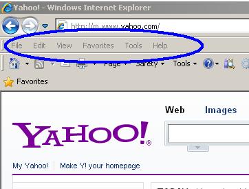 Image result for menu bar internet explorer