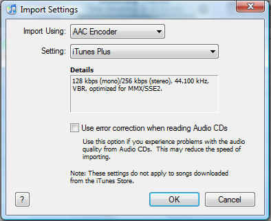 windows itunes importing music settings