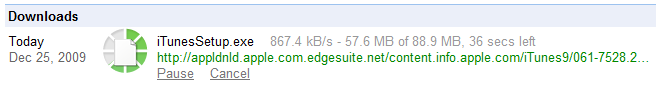 windows vista chrome downloading itunes