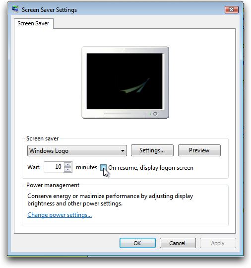 Vista Screensaver Shortcut Key