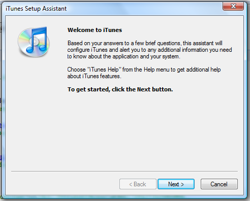 windows vista itunes setup assistant 1