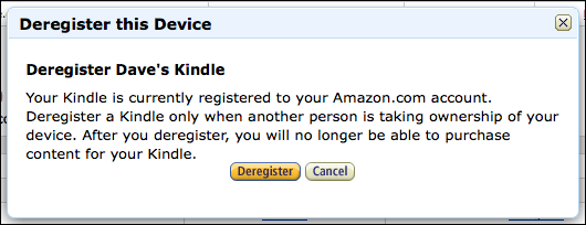 amazon manage your kindle deregister are you sure