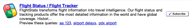 google subscribed links flight info add on
