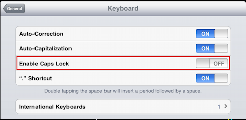 ipad caps lock (shift lock) settings 2