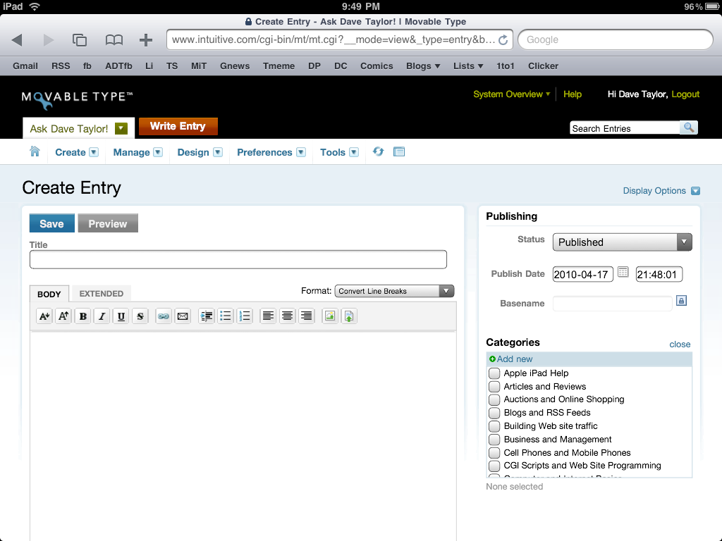 ipad movable type blogging create entry 2