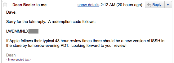 ipad redemption code via email