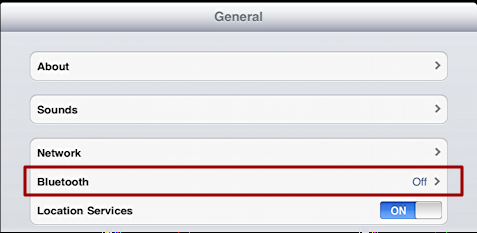 ipad setting general bluetooth