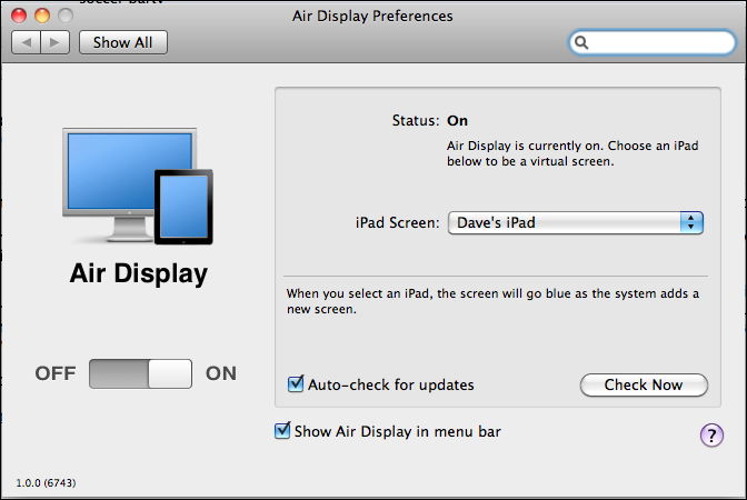 mac ipad air display preferences