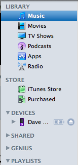 mac itunes left side menu