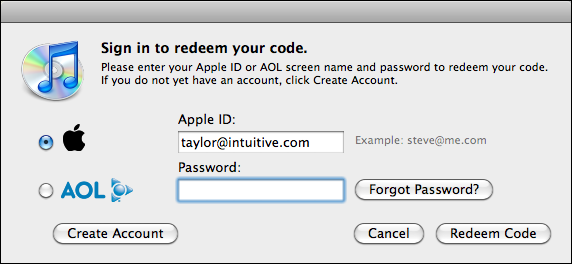 mac itunes redeem ipad app code login
