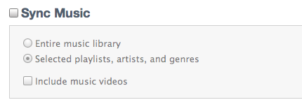 mac itunes sync music options