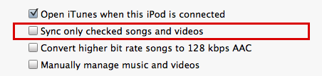 mac itunes sync settings ipod