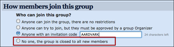 meetup organizer group settings member settings