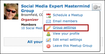 meetup organizer group settings