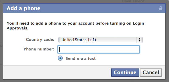 facebook login cellphone sms 4