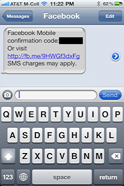 facebook login cellphone sms 5