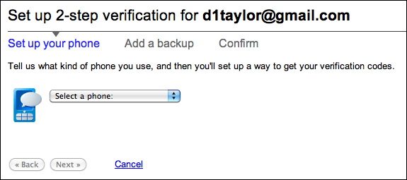 google gmail 2 step verification 3