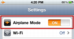 iphone airplane mode on