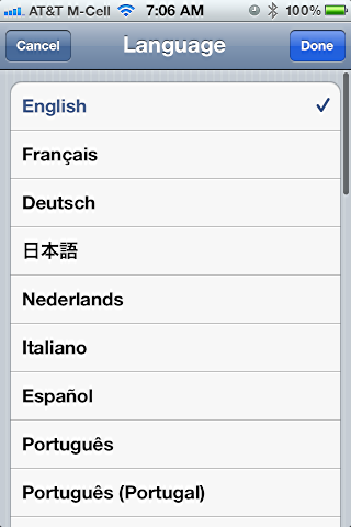 iphone change language settings 4