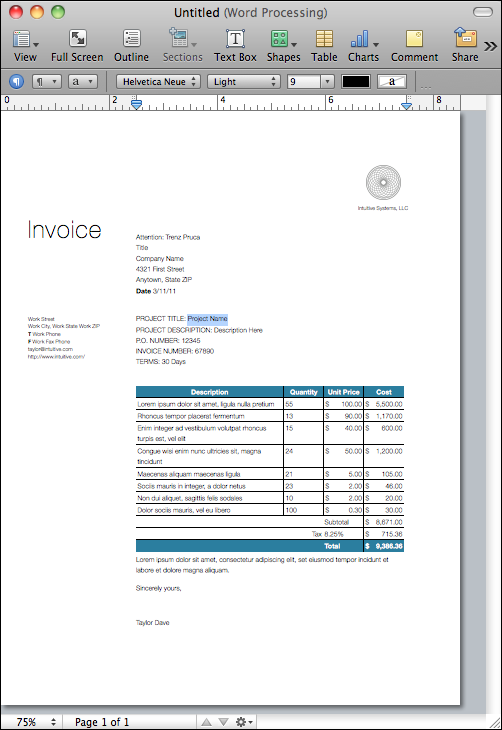 mac iworks pages invoice 4