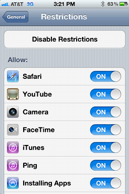 iphone ios user access restrictions 4