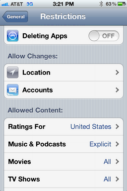 iphone ios user access restrictions 6