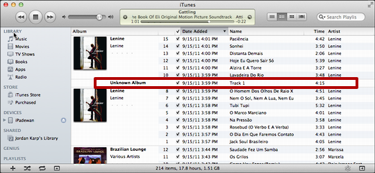 itunes unknown track 1