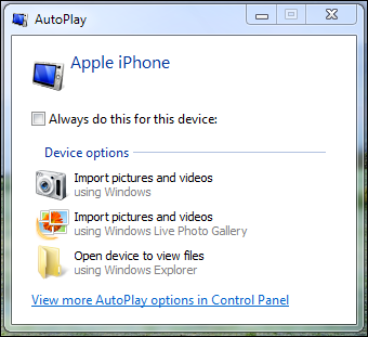 windows 7 iphone pictures import default 4