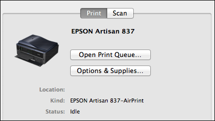 epson configured printer scanner mac os x