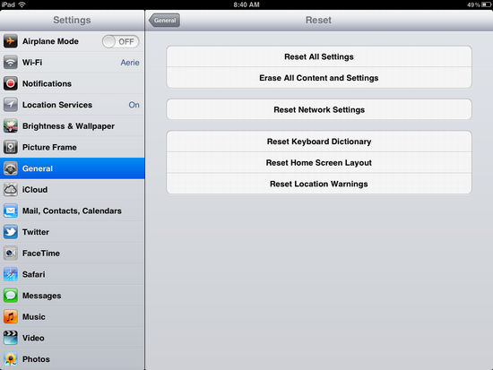 ipad wipe reset clear 3